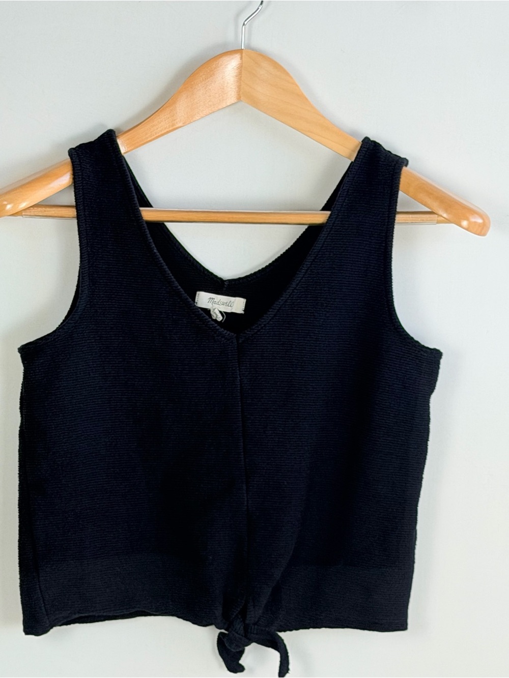 Madewell Black Tie Front Sweater Tank Sleeveless Knit Top Small